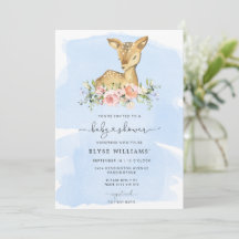 Oh Deer Blue Boy Baby Shower Einladung