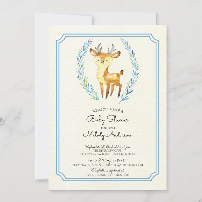 Oh Deer Boys Baby shower Baby Invitation (Devant)
