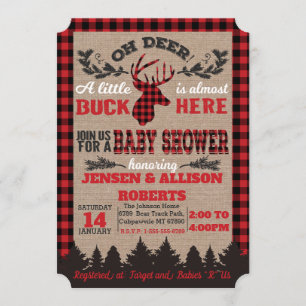 Oh Deer Buffalo Invitation Baby shower