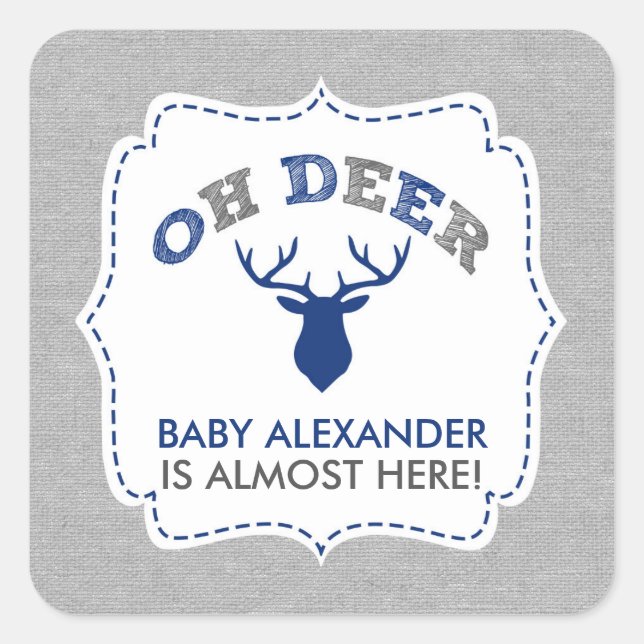 OH DEER buk Babydusche Gefallen / Umschlag Aufkleb Quadratischer Aufkleber (Vorderseite)
