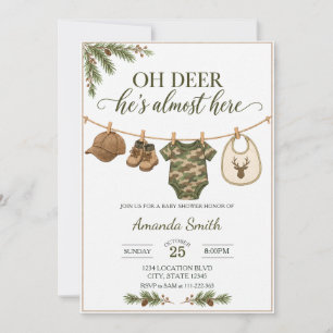 Oh Deer Camo Wäscheleine Junge Baby Shower Einladung