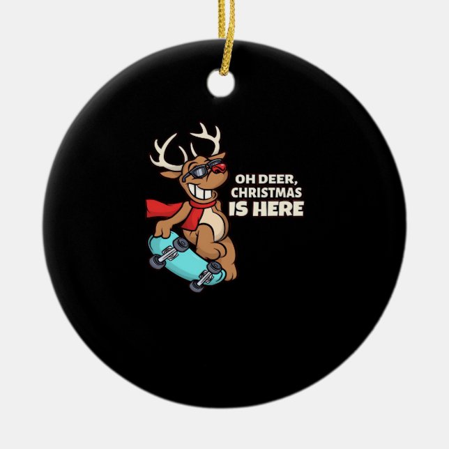 Oh Deer Christmas Celebration Holiday Design Keramik Ornament (Vorne)