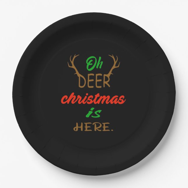 Oh Deer Christmas Celebration Holiday Design Pappteller (Vorderseite)
