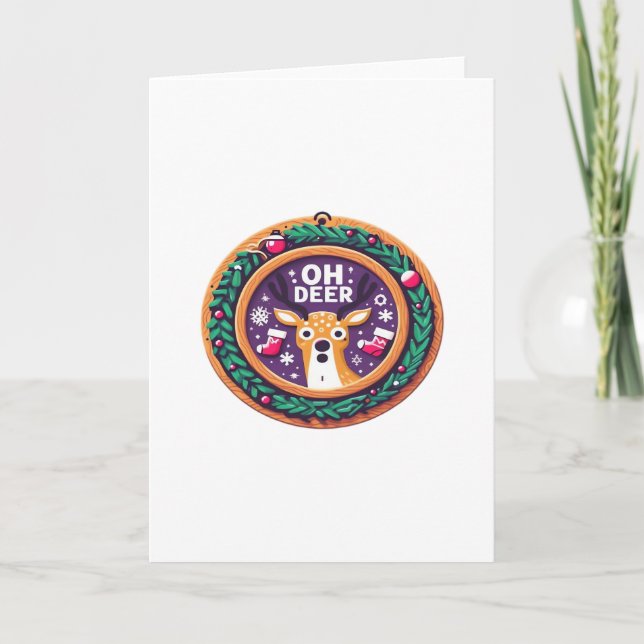 Oh Deer Christmas Festive Holiday Design Karte (Vorderseite)