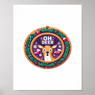 Oh Deer Christmas Festive Holiday Design  Poster