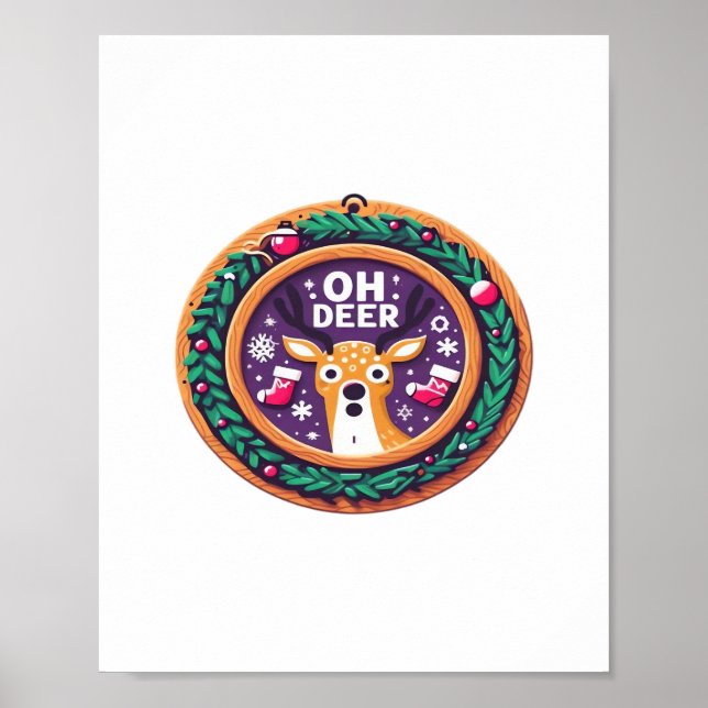 Oh Deer Christmas Festive Holiday Design  Poster (Vorne)