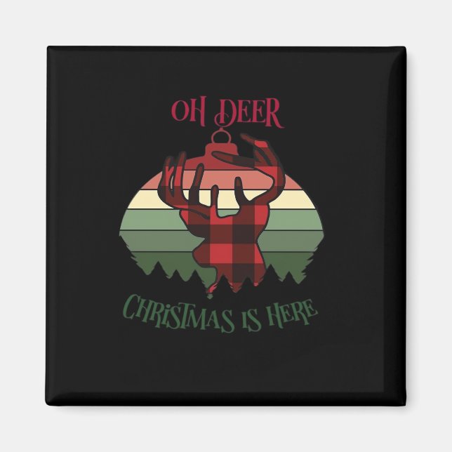 Oh Deer Christmas Is Here Joyful Aesthetic  Magnet (Vorne)