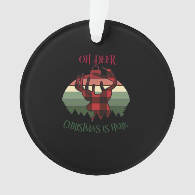 Oh Deer Christmas Is Here Joyful Aesthetic Ornament (Vorderseite)