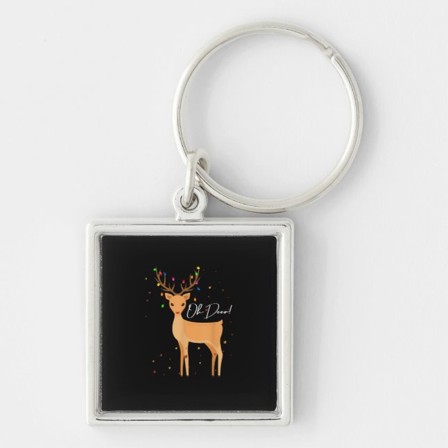 Oh Deer Christmas Light Pajama Cute Reindeer Holid Schlüsselanhänger (Vorne)
