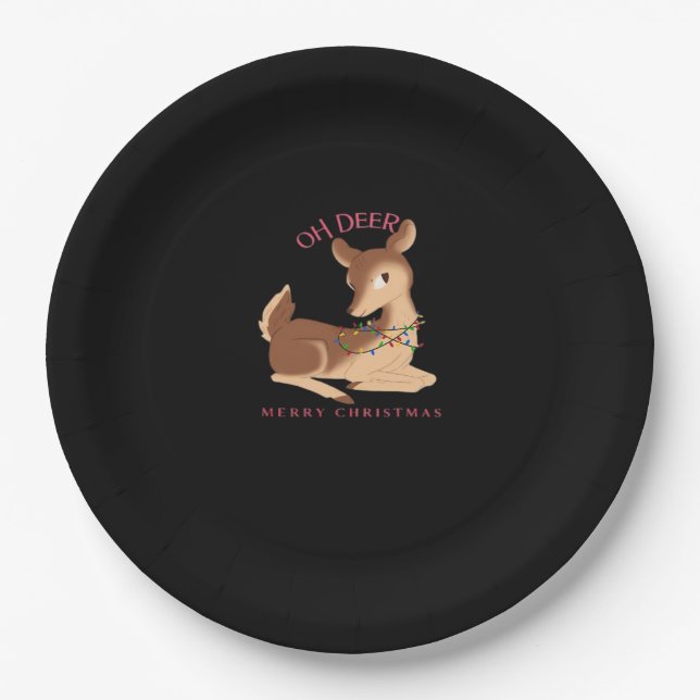 Oh Deer Christmas Modern Design  Pappteller (Vorderseite)