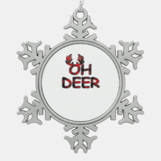 Oh Deer Clean Layout Schneeflocken Zinn-Ornament