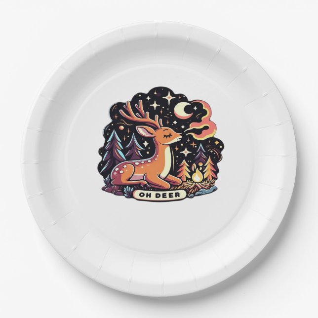 Oh Deer Contemporary Graphic Vibe  Pappteller (Vorderseite)