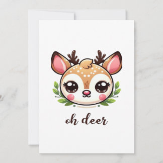 Oh Deer Cute Deer Minimal Design Feiertagskarte