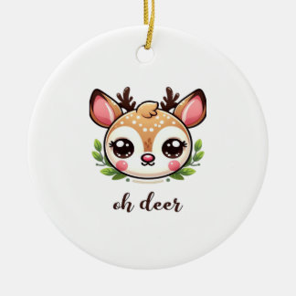 Oh Deer Cute Deer Minimal Design Keramik Ornament