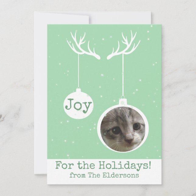 Oh Deer, es ist Weihnachten [grün] - Flachbildkart Dankeskarte (Vorderseite)