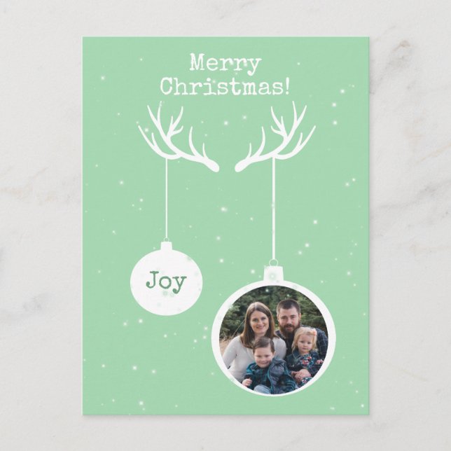 Oh Deer, es ist Weihnachten [grün] - Weihnachtspos Einladungspostkarte (Vorderseite)