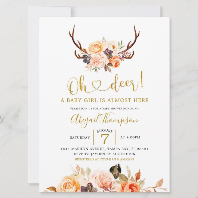 Oh Deer Fall Baby shower Invitation (Devant)