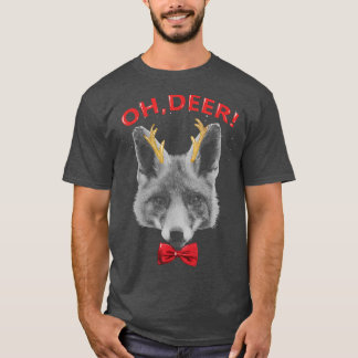 Oh Deer Fox Xmas Red Bowtie Christimas Outfit T-Sh T-Shirt