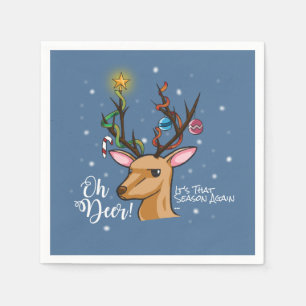 Oh Deer Funny Woodland Christmas Character Serviette