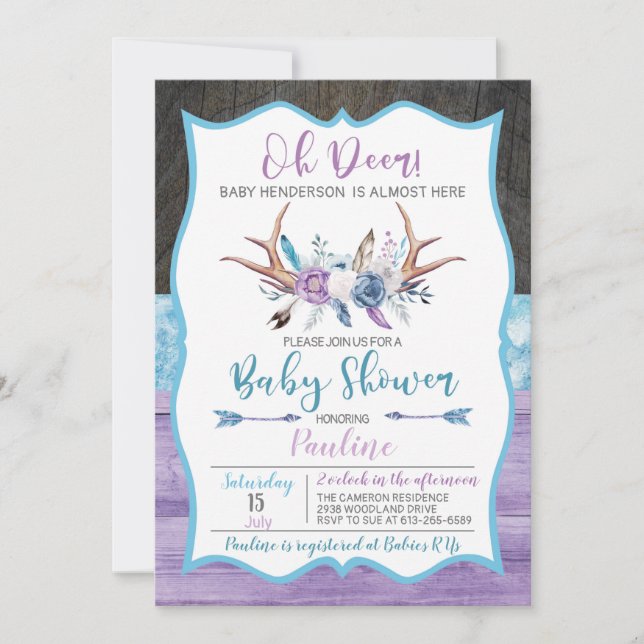 Oh Deer Genre Neutre Baby shower Invitation (Devant)