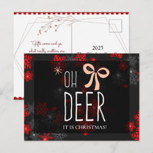 Oh Deer Gray Glitzer Glitzern Weihnachtsgeschenk Einladungspostkarte