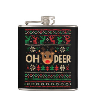 Oh Deer hässlicher Weihnachtspullover-Flachmann Flachmann