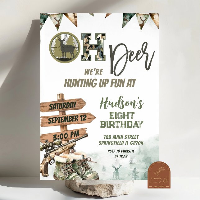 Oh Deer Hunting Camo Birthday Invitation (Créateur téléchargé)
