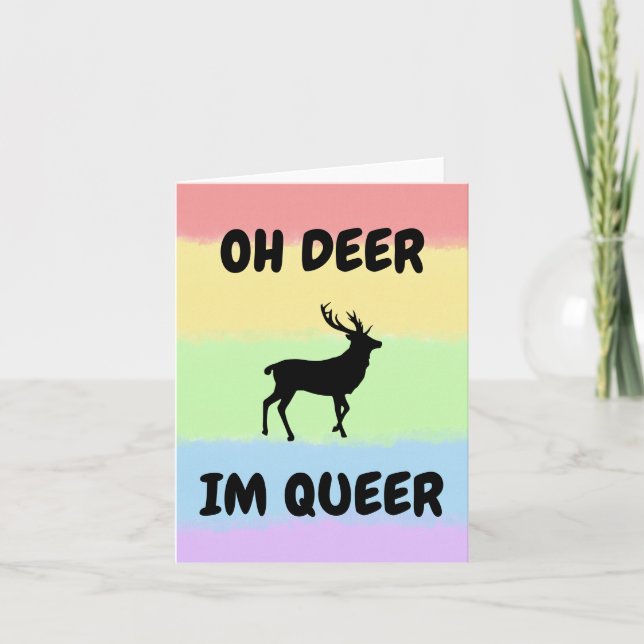 OH DEER ICH BIN QUE Funny LGBTQ+ Dankeskarte (Vorderseite)
