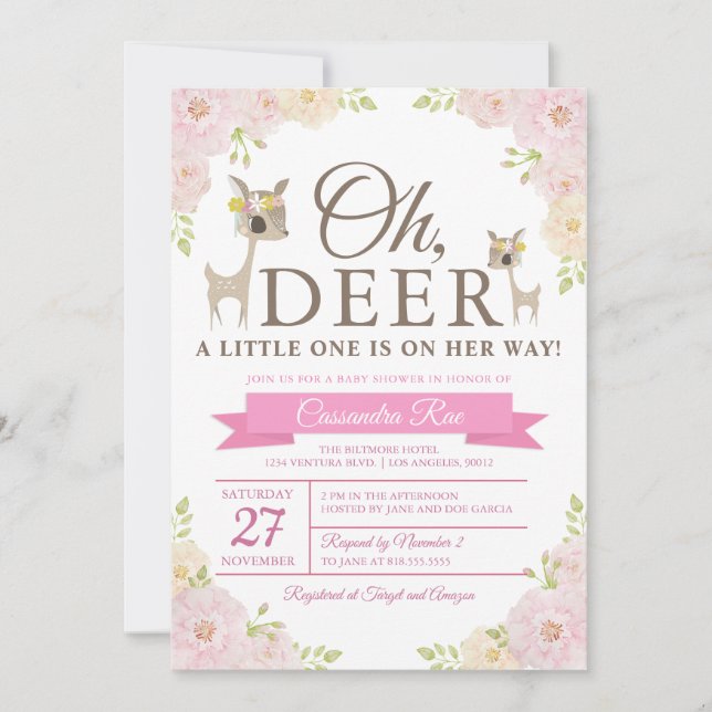 Oh Deer ! Invitation baby shower (Devant)