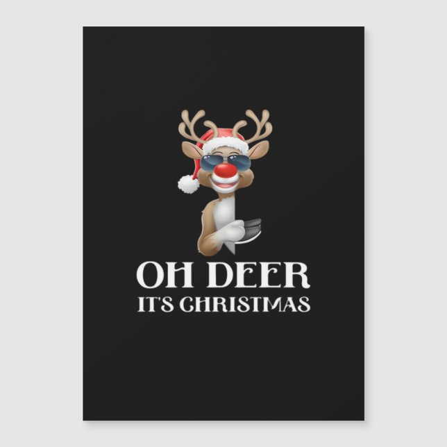 Oh Deer Its Christmas Reindeer Style  Magnetkarte (Vorderseite)