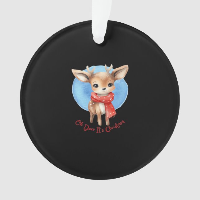Oh Deer Its Christmas Retro ClassiAcrylic Ornament (devant)