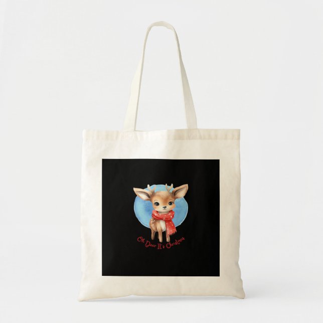 Oh Deer Its Christmas Retro Classic DesignTote Bag Tragetasche (Vorne)