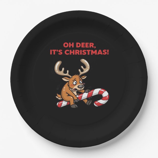 Oh Deer Its Christmas Stressed Reindeer With Sweet Pappteller (Vorderseite)