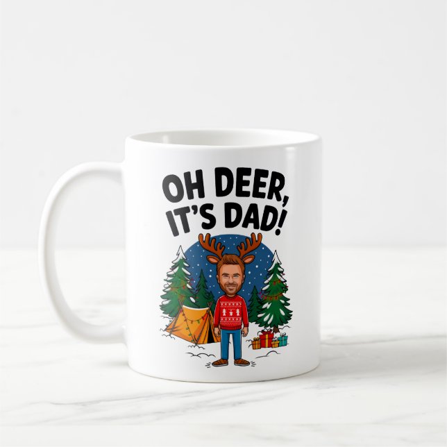 Oh Deer It's Vater Holiday Spaß Artwork Kaffeemasc Kaffeetasse (Links)