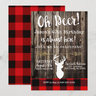 Oh, Deer! Jägerholzhintergrund Geburtstag Einladung