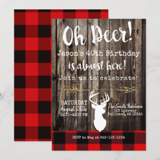 Oh, Deer! Jägerholzhintergrund Geburtstag Einladung