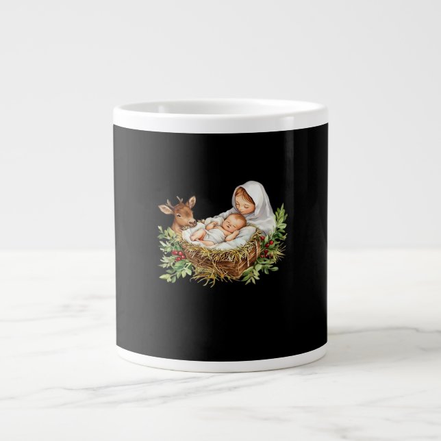 Oh Deer Mary Nativity Scene Christmas Jesus   Jumbo-Tasse (Vorderseite)