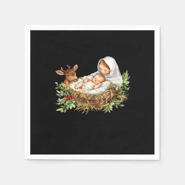 Oh Deer Mary Nativity Scene Christmas Jesus   Serviette (Vorderseite)