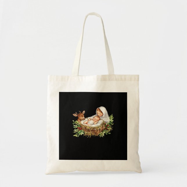 Oh Deer Mary Nativity Scene Christmas JesuTote Bag Tragetasche (Vorne)