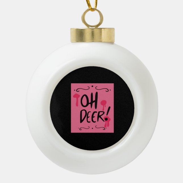 Oh Deer Minimal Ästhetik  Keramik Kugel-Ornament (Vorderseite)
