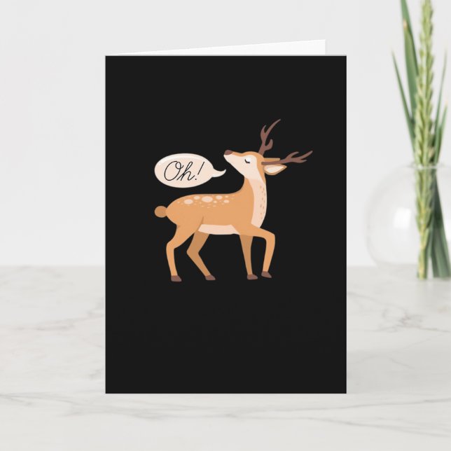 Oh Deer Minimal Clean AesthetiFolded Greeting Card Karte (Vorderseite)