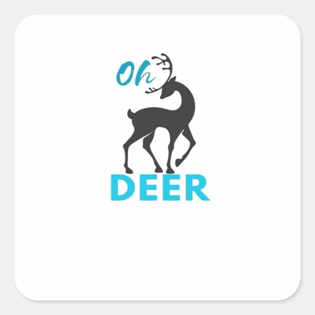 Oh Deer Minimal Design  Quadratischer Aufkleber (Vorderseite)