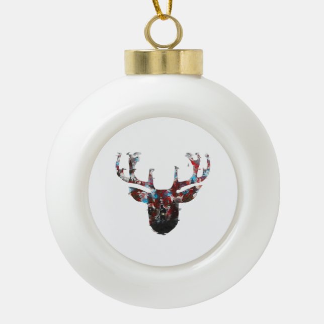 Oh Deer Minimal Style  Keramik Kugel-Ornament (Vorderseite)