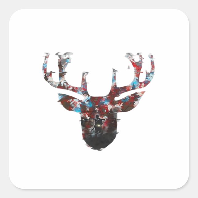 Oh Deer Minimal Style  Quadratischer Aufkleber (Vorderseite)