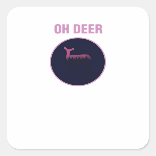Oh Deer Modern Aesthetic  Quadratischer Aufkleber (Vorderseite)