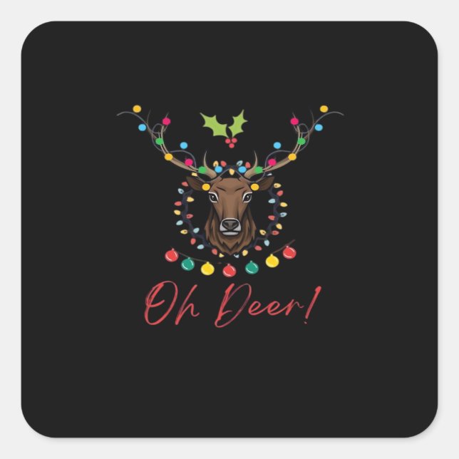 Oh Deer Modern Aesthetic  Quadratischer Aufkleber (Vorderseite)