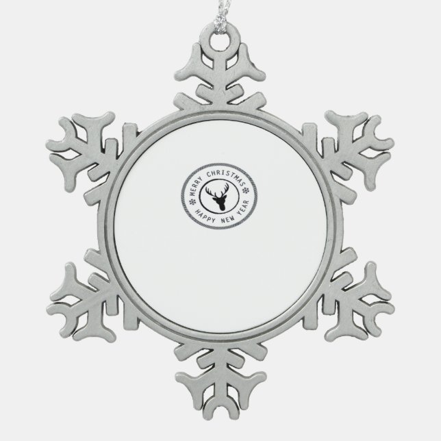 Oh Deer Modern Aesthetic  Schneeflocken Zinn-Ornament (Vorderseite)