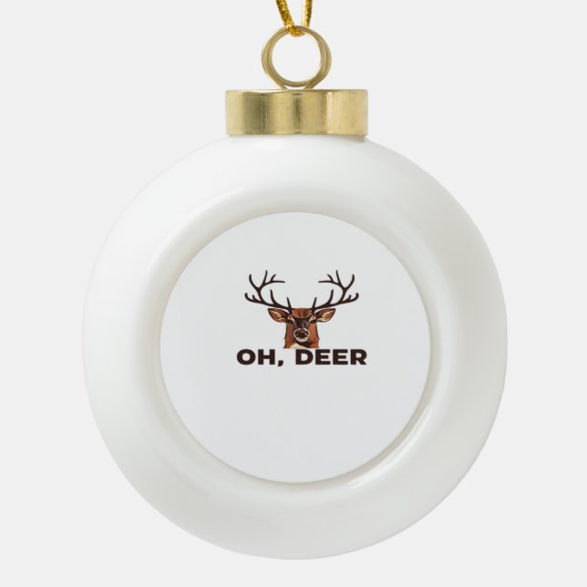 Oh Deer Modern Clean Design  Keramik Kugel-Ornament (Vorderseite)