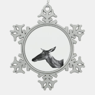 Oh Deer Moderne Ästhetik Stimmung Schneeflocken Zinn-Ornament
