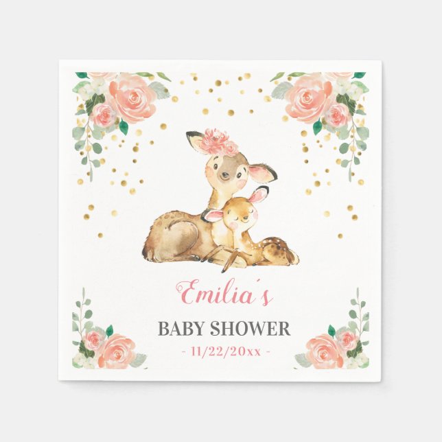 Oh Deer Mommy Baby Floral Girl Duschbrause Serviette (Vorderseite)